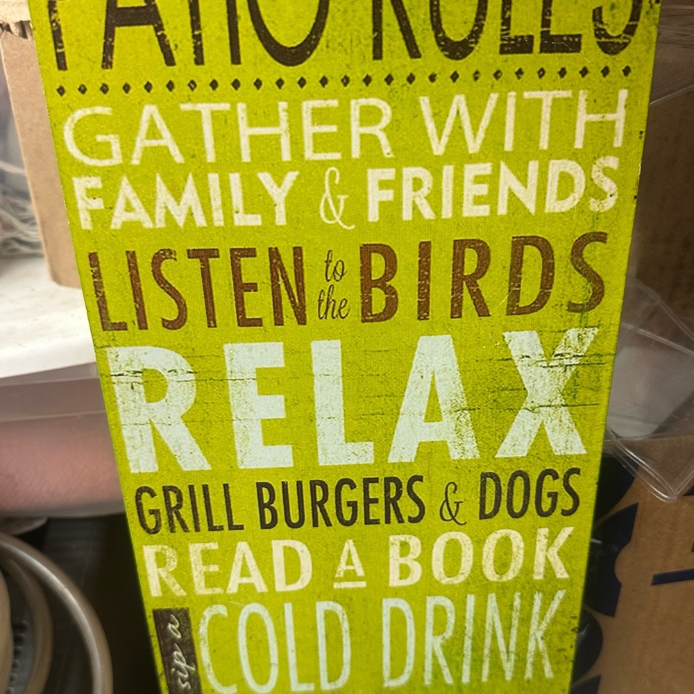Green and Brown Patio Rules Sign